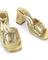 Leana Luxe Block Heels Gold - comfortable summer shoes for women