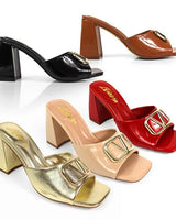 Leana Luxe Block Heels Gold - women's sandals for every occasion
