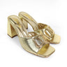 Leana Luxe Block Heels Gold for women - stylish shoes by Palazzo Couture