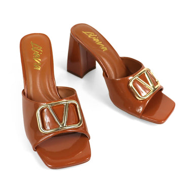 Leana Luxe Block Heels Mocha - Palazzo Couture Online