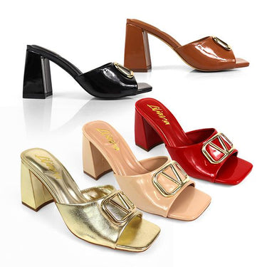 Leana Luxe Block Heels Nude - Palazzo Couture Online