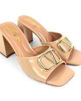 Leana Luxe Block Heels Nude - Palazzo Couture Online