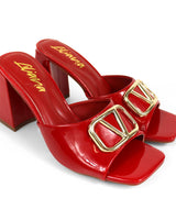 Leana Luxe Block Heels Red - Palazzo Couture Online