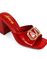 Leana Luxe Block Heels Red - Palazzo Couture Online