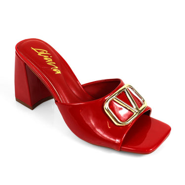 Leana Luxe Block Heels Red - Palazzo Couture Online