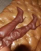 Pu Leather Gisele Pointed Toe Over The Knee Boots-Brown - women's fashion boots