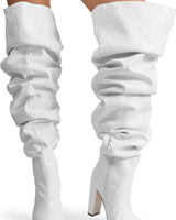 Pu Leather Nordic31 Over The Knee Boots(White) for women - boots by Palazzo Couture