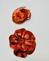 Premium orange leather wrap choker and belt accessory