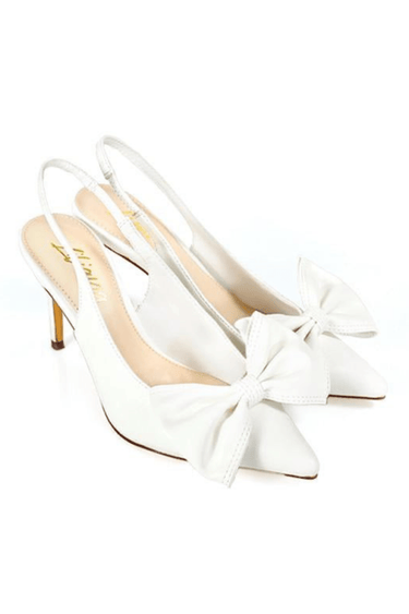 Leila High Heels Slingback (White) - Palazzo Couture Online