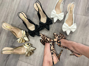 Leila High Heels Slingback (White) - Palazzo Couture Online