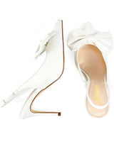Leila High Heels Slingback (White) - Palazzo Couture Online