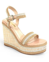Neutral espadrille wedge sandals with ankle strap – Riviera style summer heels for women