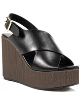 Lelisa Wedge Sandals - Black - Palazzo Couture Online