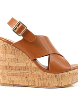 Lelisa Wedge Sandals - Tan - Palazzo Couture Online