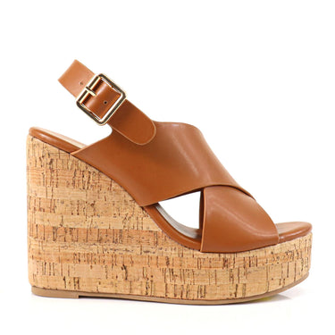 Lelisa Wedge Sandals - Tan - Palazzo Couture Online