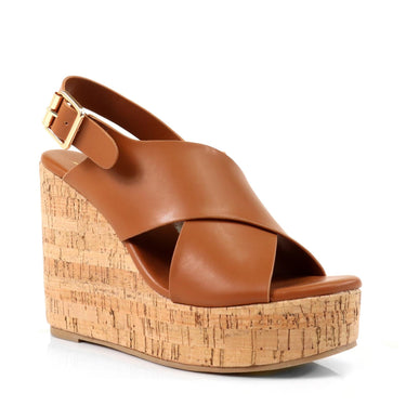 Lelisa Wedge Sandals - Tan - Palazzo Couture Online