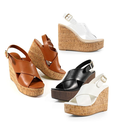 Lelisa Wedge Sandals - White - Palazzo Couture Online