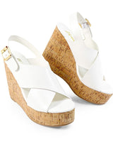 Lelisa Wedge Sandals - White - Palazzo Couture Online