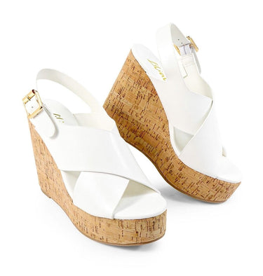 Lelisa Wedge Sandals - White - Palazzo Couture Online