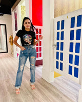 Let It Be Top – Soft Cotton Graphic Tee with Stretch Fit - trendy women's top