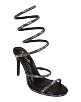 Lexia Luxe Rhinestone Wrap Heels Black - Palazzo Couture Online