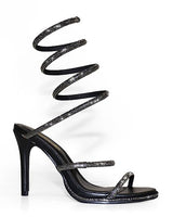 Lexia Luxe Rhinestone Wrap Heels Black - Palazzo Couture Online