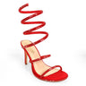 Lexia Luxe Rhinestone Wrap Heels Red - Palazzo Couture Online