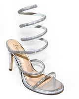 Lexia Luxe Rhinestone Wrap Heels Silver - Palazzo Couture Online