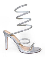 Lexia Luxe Rhinestone Wrap Heels Silver - Palazzo Couture Online