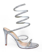 Lexia Luxe Rhinestone Wrap  Heels Silver - women's statement party shoes