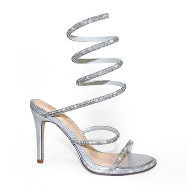 Lexia Luxe Rhinestone Wrap  Heels Silver - women's statement party shoes