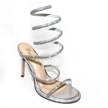 Lexia Luxe Rhinestone Wrap  Heels Silver for women - stylish heels by Palazzo Couture