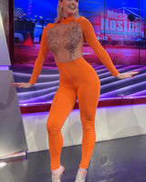 Life of the Party Jumpsuit (Orange) - women's one-piece outfit for going out