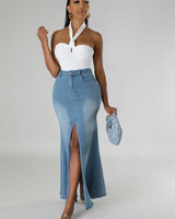 Dream Catchin’ Denim Skirt - front view