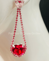 Lily Earring Hanging Hearts (Pink) - Palazzo Couture Online