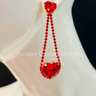 Lily Earring Hanging Hearts (Red) - Palazzo Couture Online