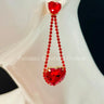 Lily Earring Hanging Hearts (Red) for women - fashion jewelry by Palazzo Couture