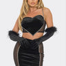 Linda 2 PCS Top Rhinestone Skirt Set front view showing complete two piece skirt set