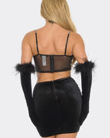 Linda 2 PCS Top Rhinestone Skirt Set side view showing skirt silhouette and fit