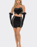 Linda Rhinestone 2 PCS Top & Skirt Set - Palazzo Couture Online