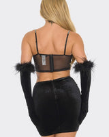 Linda Rhinestone 2 PCS Top & Skirt Set - Palazzo Couture Online