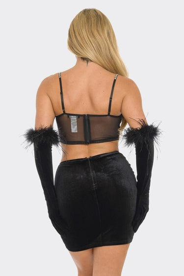 Linda Rhinestone 2 PCS Top & Skirt Set - Palazzo Couture Online