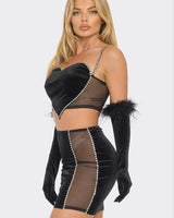 Linda Rhinestone 2 PCS Top & Skirt Set - Palazzo Couture Online