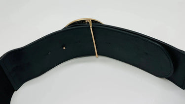 Lion Accent Gold Buckle Elastic Belt (Black) - stylish belt for dresses and outfits