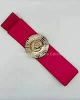 Lion Accent with Rhinestone Buckle Elastic Belt - versatile women's accessory
