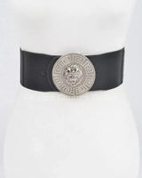Lion Accent with Rhinestone Buckle Elastic Belt - elegant belt accessory by Palazzo Couture