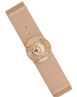 Lion Accent with Rhinestone Buckle Elastic Belt - stylish belt for dresses and outfits