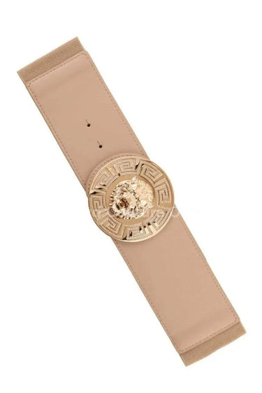 Lion Accent with Rhinestone Buckle Elastic Belt - stylish belt for dresses and outfits