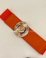 Lion Accent with Rhinestone Buckle Elastic Belt - designer-inspired belt for women