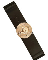 Lion Accent with Rhinestone Buckle Elastic Belt for women - fashion belt by Palazzo Couture